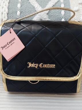 Juicy Couture Black Quilted Satchel with Gold Trim *STUFFED* 🏷 AUCTION